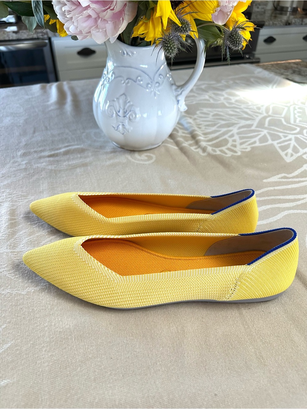 Rothy’s The Point Yellow Blue Trim Flats Size 10 EUC - Picture 3 of 6